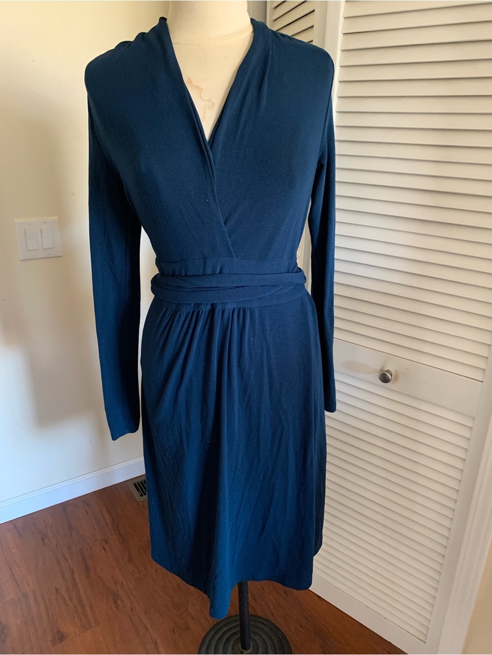 CAbi Navy midi Dress with Waist Tie